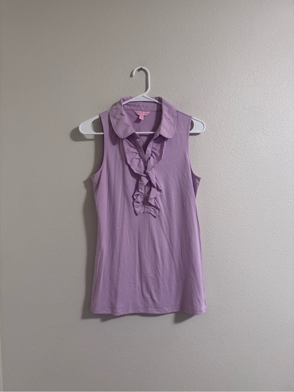 Lilly Pulitzer Lavender Ruffle Collar Sleeveless Top